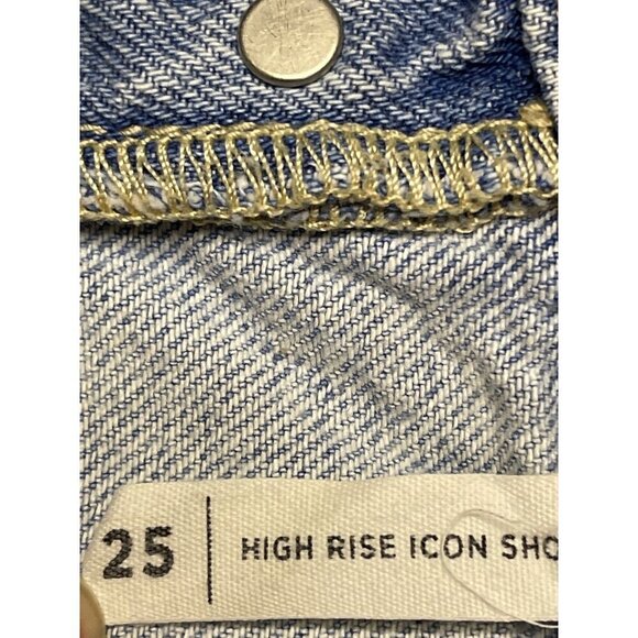 PACSUN Button Fly Icon Denim High Rise Distressed Jean Shorts Women's Size 25 - Picture 6 of 7